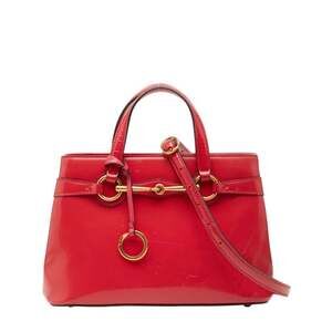 Gucci Horsebit Handbag/Shoulder Bag 2WAY 371925 Red Patent Leather Women's GUCCI